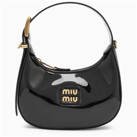 miu miu patent leather hobo bag black